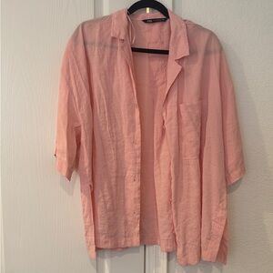 Zara Pink Casual Button Down Shirt Lightweight